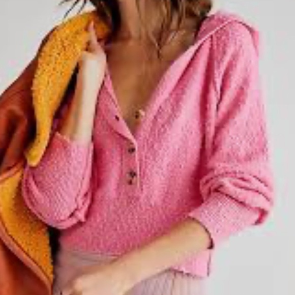 Free People- Found My Friend Hoodie- Pink-size Small-like new-EUC - Picture 5 of 8